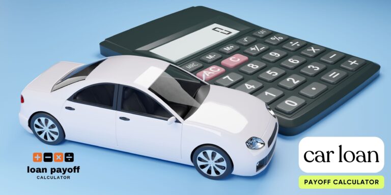Car loan payoff calculator interface showing loan balance, APR, term, and early payoff options.