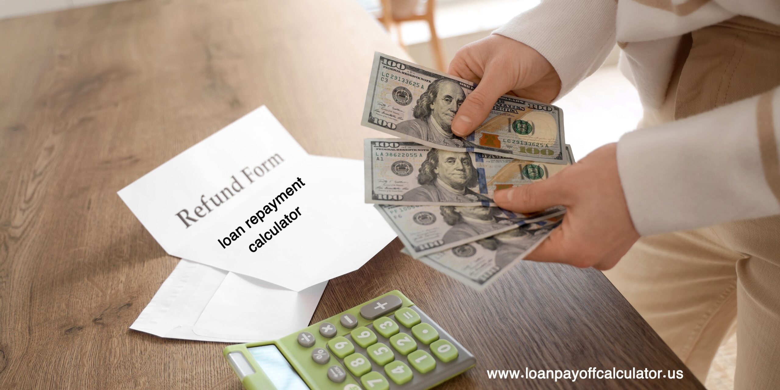 Loan Repayment Calculator dashboard showing monthly payment, total interest, and payoff timeline.