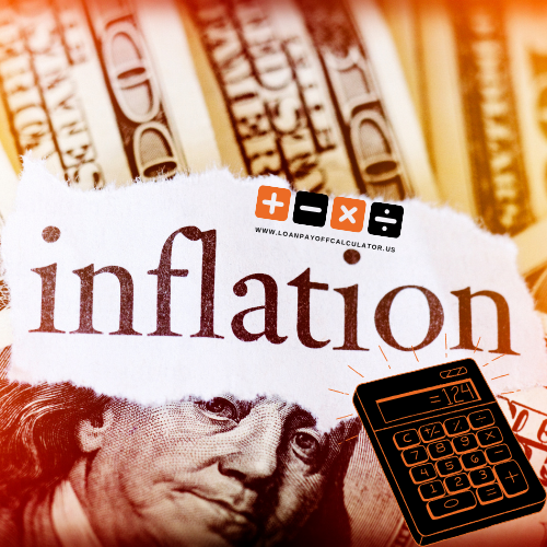 Inflation Calculator tool interface showing U.S. dollar value comparison and CPI-based inflation results from 1913 to 2026.