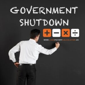 Navy Federal Credit Union member checking shutdown relief options and zero-interest loan program on a laptop during a government shutdown.